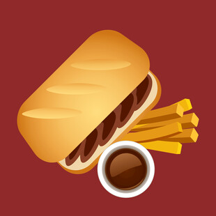 热狗配薯条与蘸酱