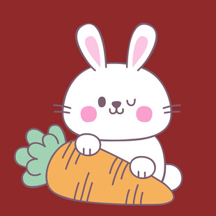 可爱兔子抱胡萝卜