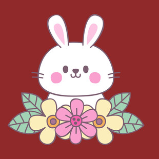 可爱小兔配花饰