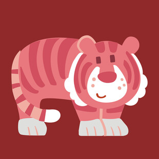 可爱粉色卡通老虎形象