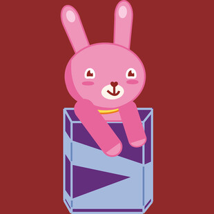 粉色兔子探出紫色盒子