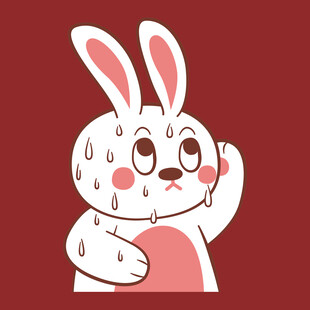 可爱挥手卡通兔子形象
