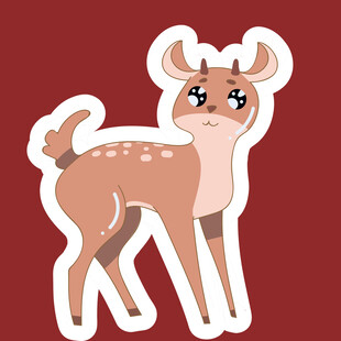 可爱小鹿卡通贴纸