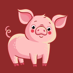 可爱粉色小猪插画