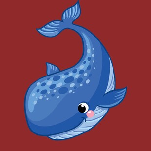 可爱蓝色卡通鲸鱼形象