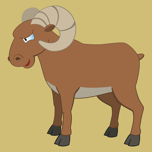 卡通棕色大角羊形象