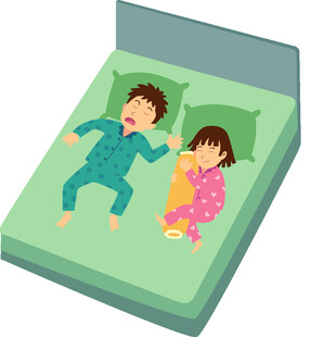 床上的兄妹二人