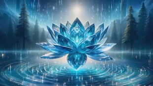 梦幻蓝莲花绽于森林湖畔
