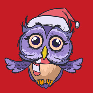 戴圣诞帽的可爱猫头鹰