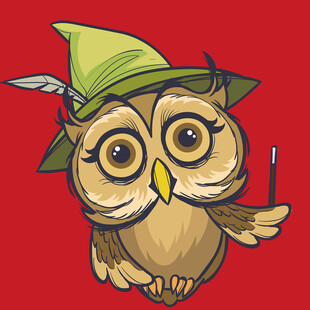 戴帽持杖的可爱猫头鹰