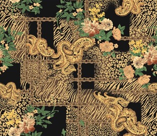 豹纹花卉拼接图案设计
