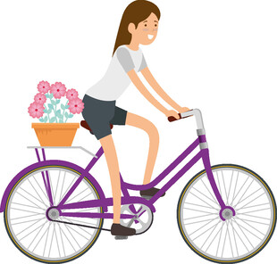女孩骑车