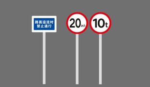 道路限速及车道指示标志
