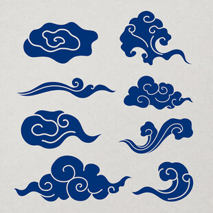中式传统云纹海浪图案设计