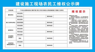 建设施工现场农民工维权公示牌