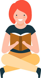 女孩开心坐着阅读书籍