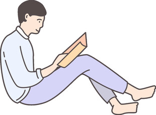 男子席地而坐专注看书
