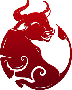 红色牛形艺术图案