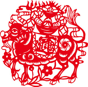 传统剪纸羊年吉祥图案