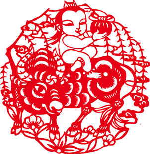 羊形剪纸艺术作品