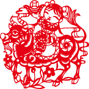 传统剪纸生肖马喜庆图案