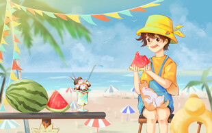 夏天海滩插画