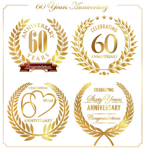 60周年庆典金色徽章设计