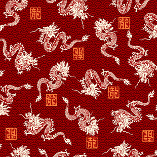 中式龙纹红色传统图案