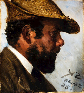 戴草帽的男子肖像