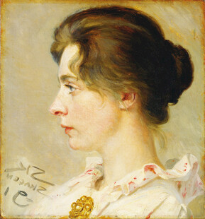 古典女子侧面肖像画