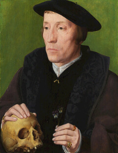 手持骷髅的男子肖像