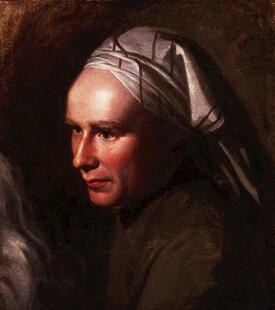 头戴头巾的老年女性肖像