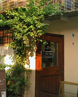 绿植环绕的古朴木门