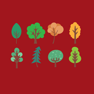 多彩树木插画集合