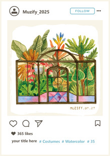 水彩玻璃花房装饰画
