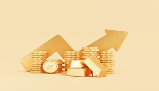 金色房产图标与上升箭头