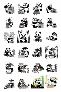 熊猫卡通图案集合