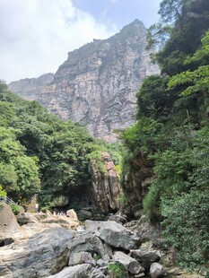 山间溪流旁的壮丽自然景观