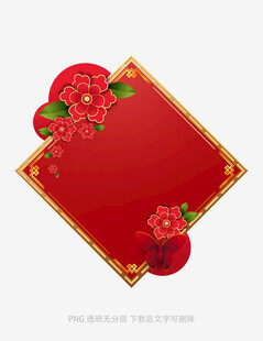 红色花朵装饰边框背景图