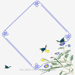 花鸟中式边框图案设计