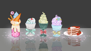 可爱动物造型冰淇淋甜点