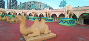 死海广场上的骆驼雕塑