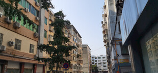 城市街道两旁的建筑景观