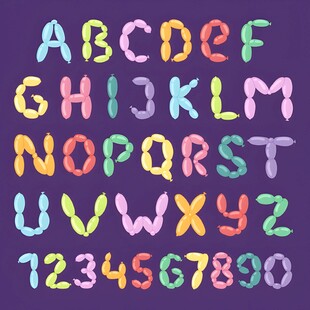彩色卡通字母数字组合