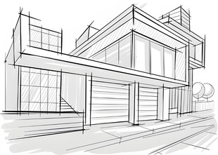 现代简约风格建筑草图