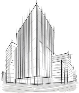 现代城市建筑线条勾勒图