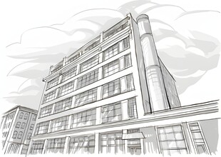 现代建筑线条勾勒效果图