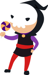 手持糖果的卡通小魔女