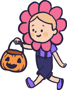 扮花女孩提南瓜灯