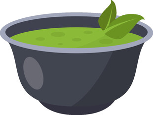 一碗翠绿的新鲜茶叶